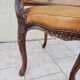 Louis xv office armchair, carved, cane, leather trimmed