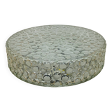 50s ceiling light, round molded glass, black metal