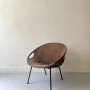 Designer armchair in brown suede circle ballon by Lusch & Co, Germany 1970s
