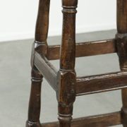 Tabouret en chêne anglais ancien / tabouret à joints du XVIIIe siècle