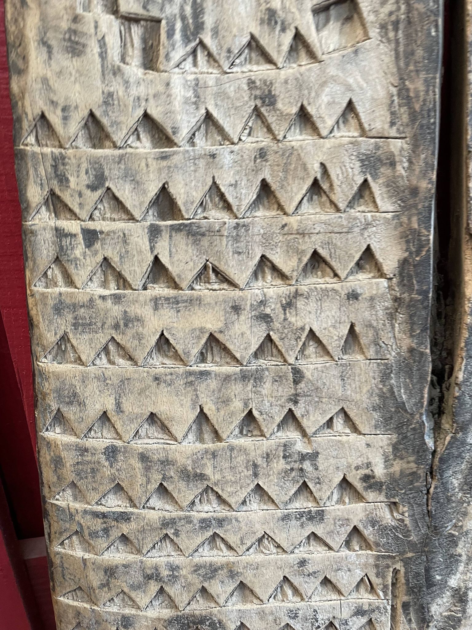 Ancient eroded wooden Tsonga Gate from the late nineteenth century, from the KwaZulu/Natal region