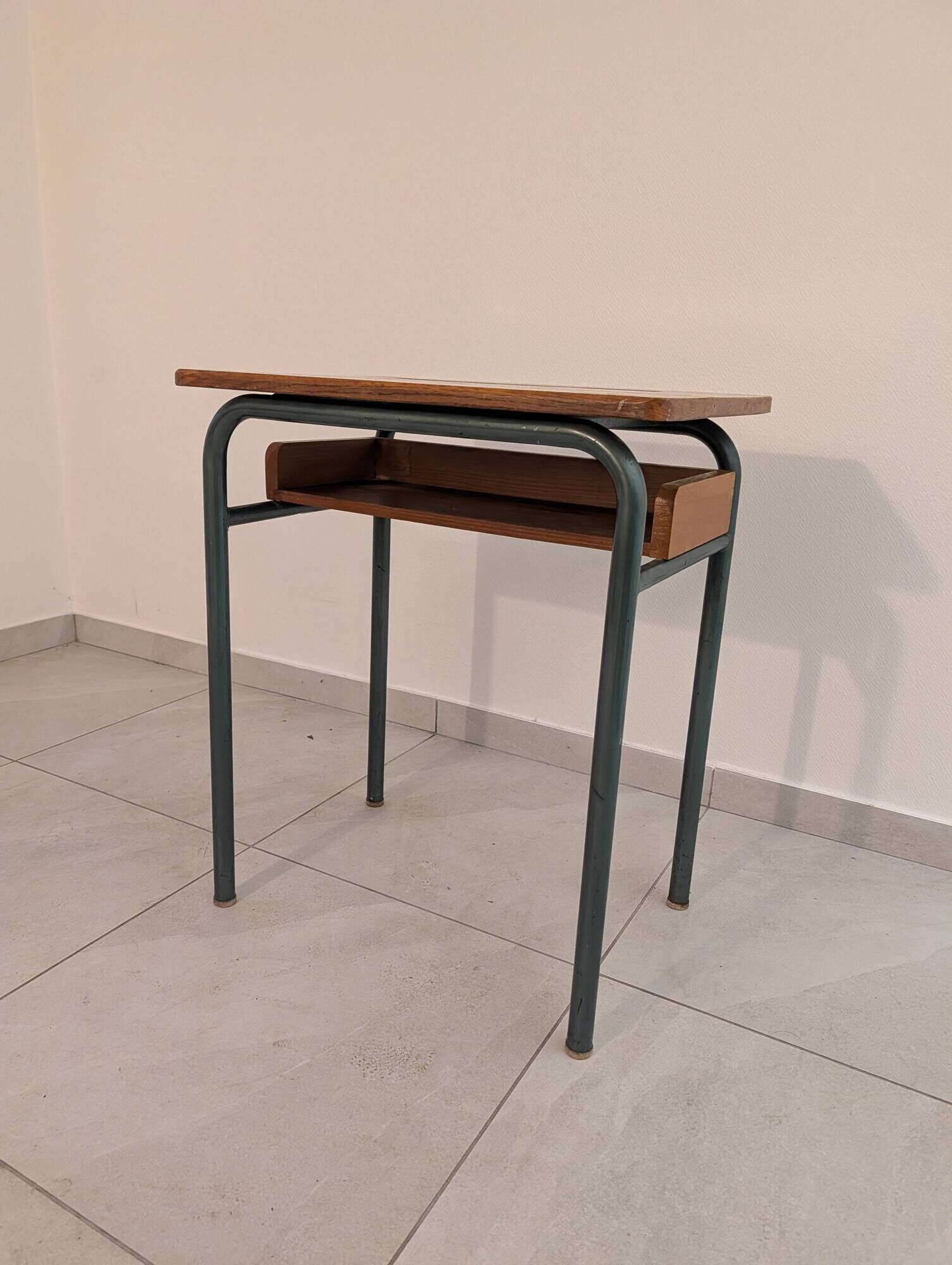 Vintage wooden and metal school desk
