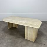 Table basse travertin rectangle bords arrondis