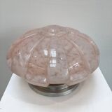 Large Art Deco ceiling light in pink Clichy glass