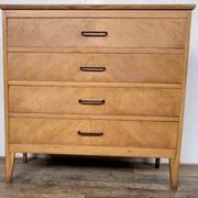 Commode à 4 tiroirs en chêne clair vintage des années 1950