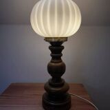 Lampe à poser pied vintage globe plissé