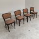 Set of 4 Thonet Art Deco chairs, 1930s, fabric and walnut