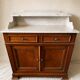 Meuble ancien en bois, marbre blanc–coiffeuse, console, meuble toilett
