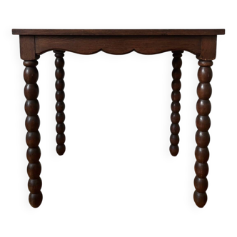 Antique beaded wood side table