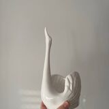 Vintage English white ceramic swan vase/cachepot