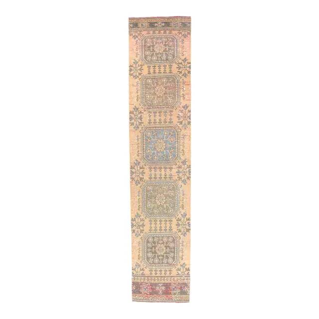 1970s Turkish Oushak Hand-Knotted Wool Rug 77x360