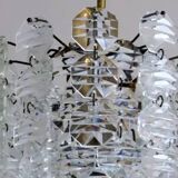 Kinkelkdey brass and faceted glass 3-level chandelier, 1960s