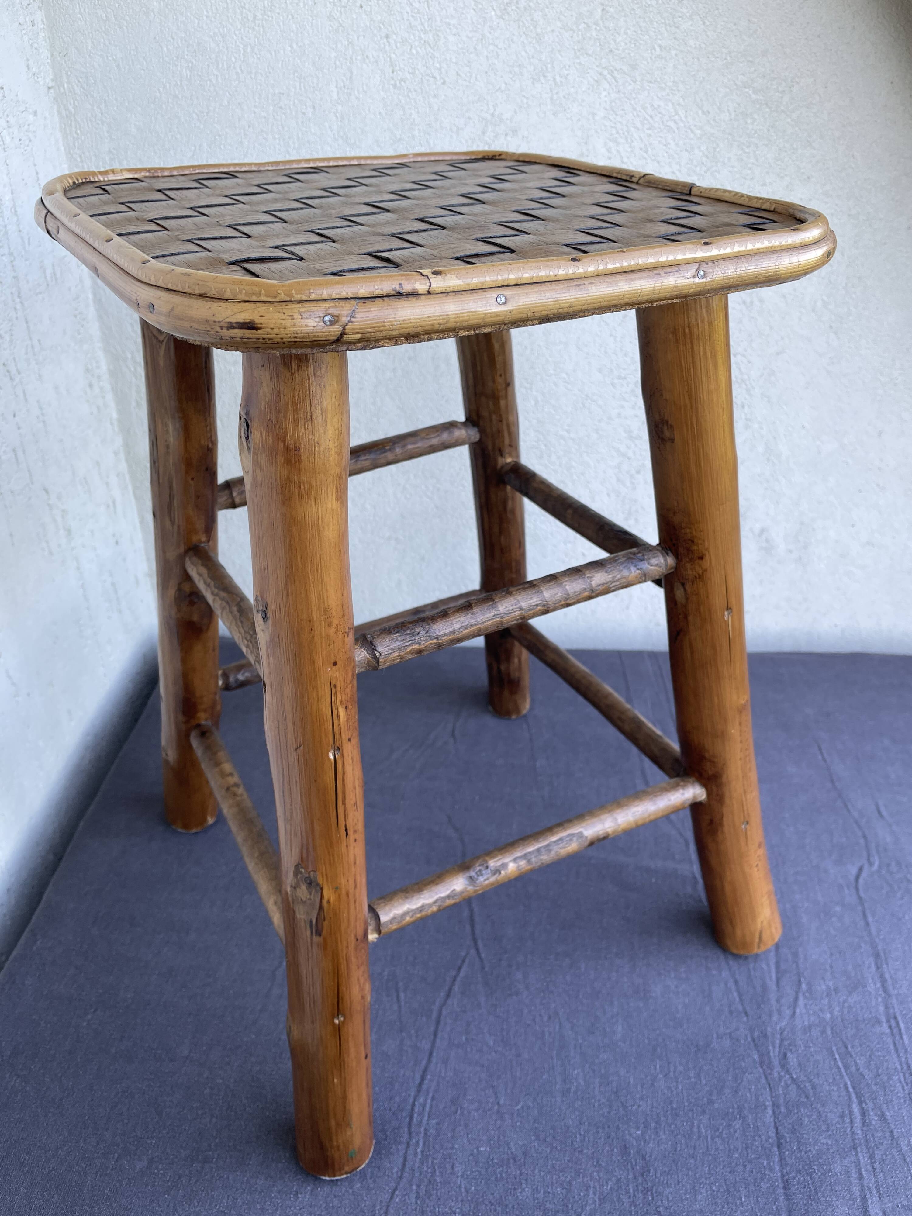 Chestnut and bamboo stool