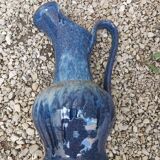 Enamelled stoneware pitcher signed