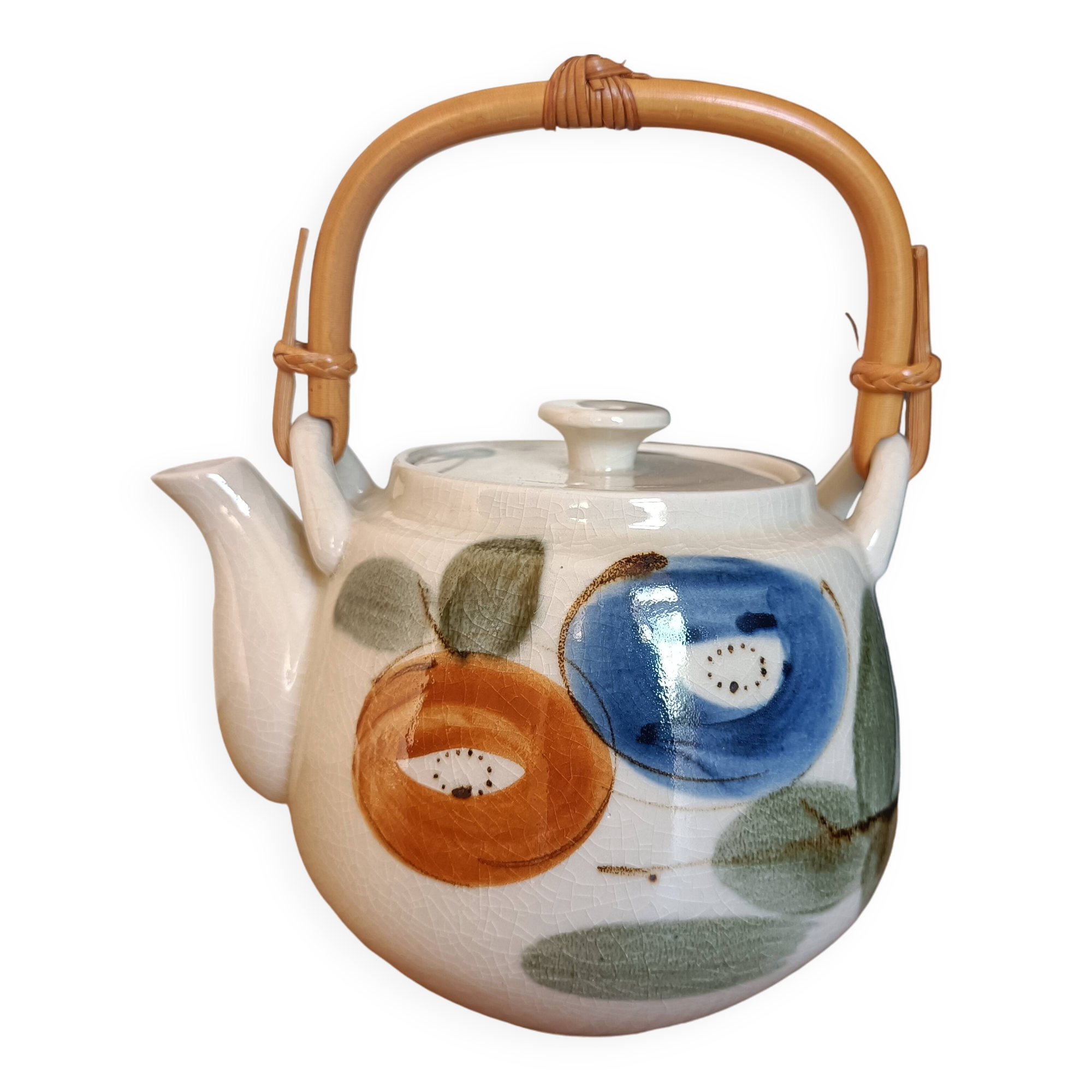 Asian style teapot with bamboo handle