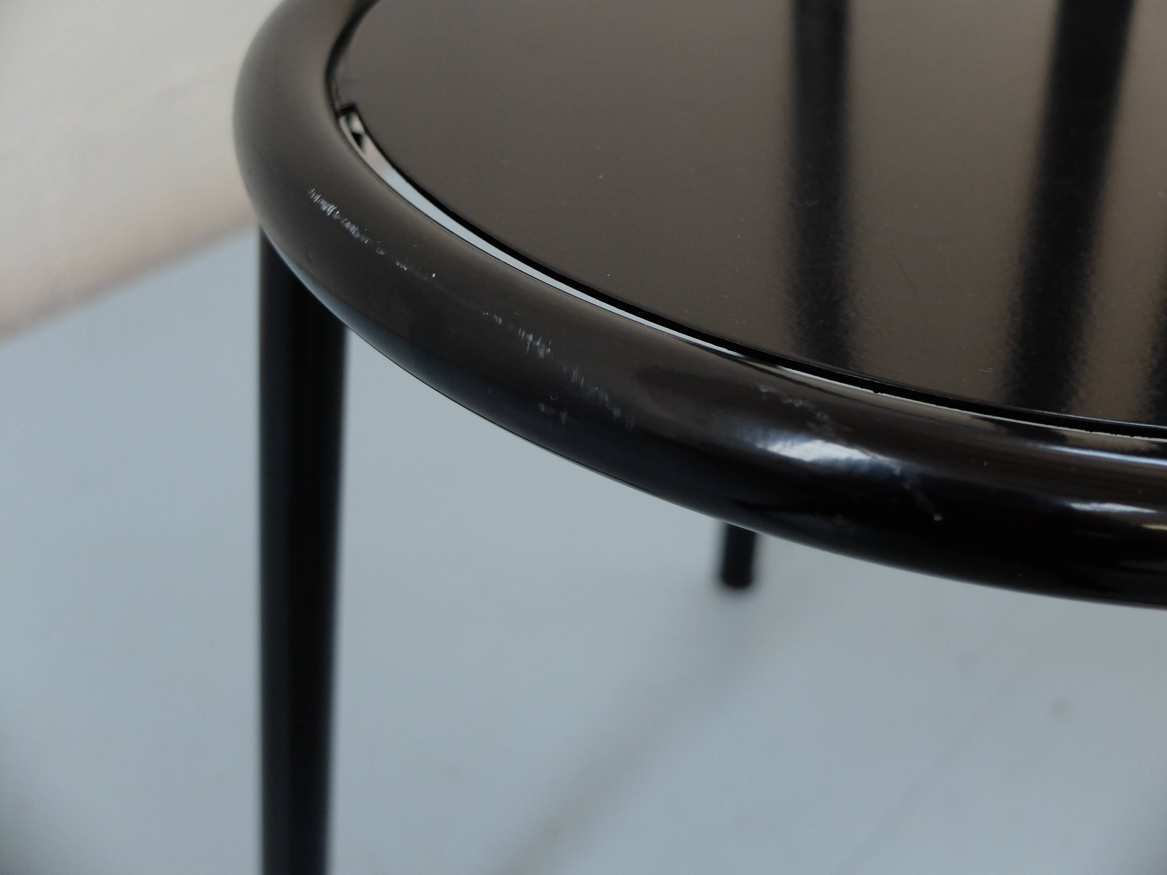 4 robert mallet-stevens black lacquered steel chairs, stamped rms ecart