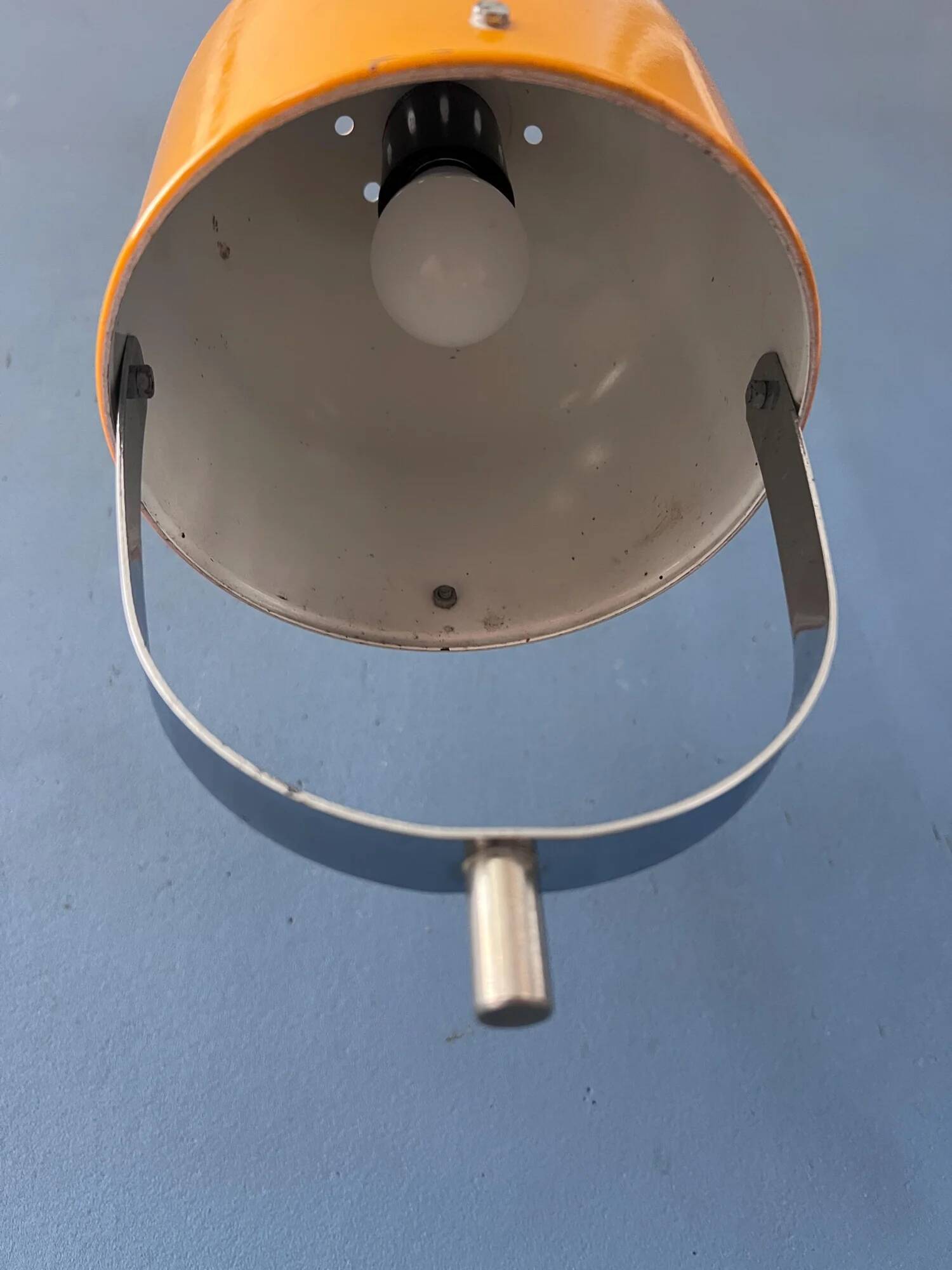Vintage yellow Space Age pendant lamp, mid-century modern hanging light