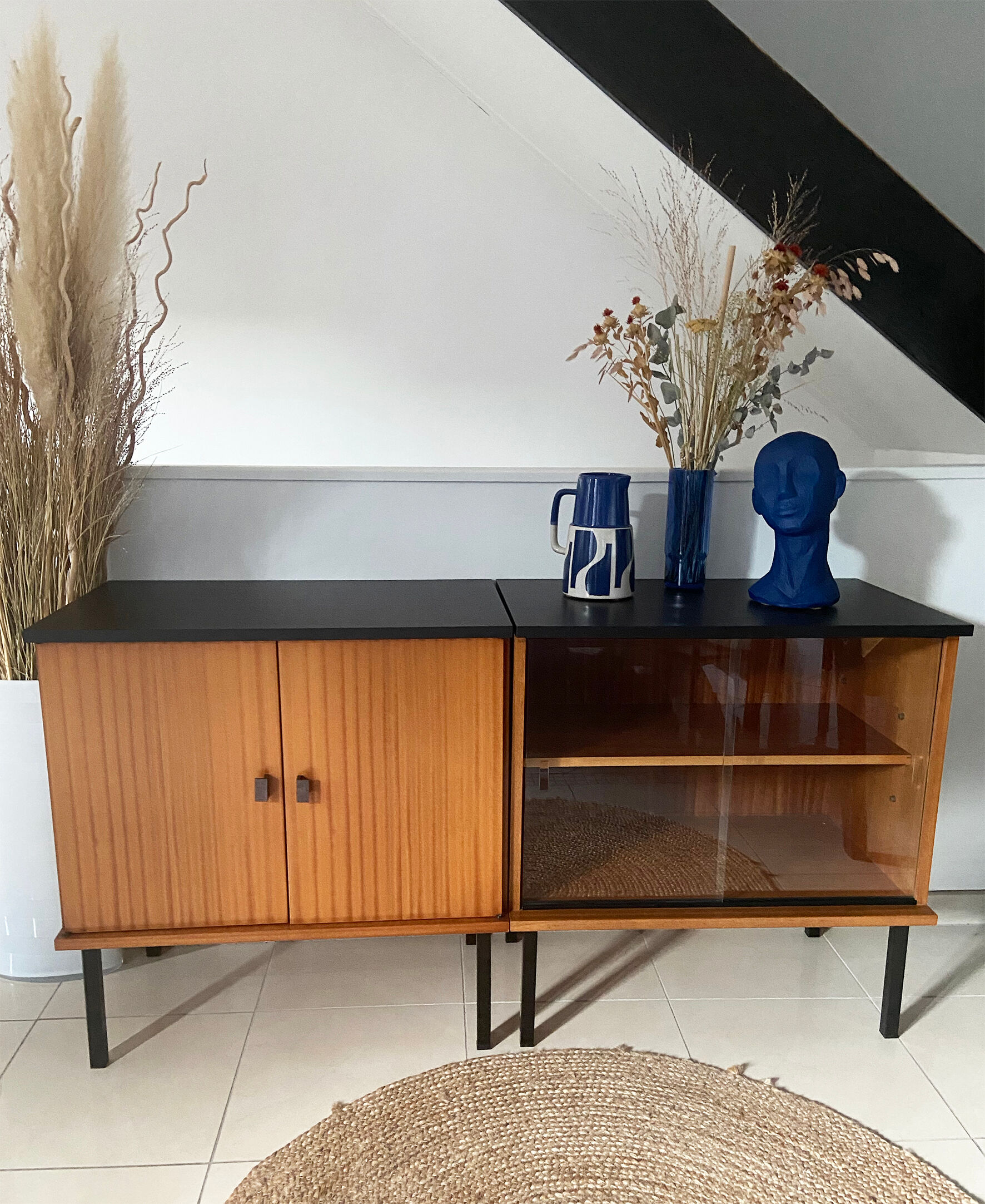 Vintage Scandinavian style enfilade composed of 2 elements