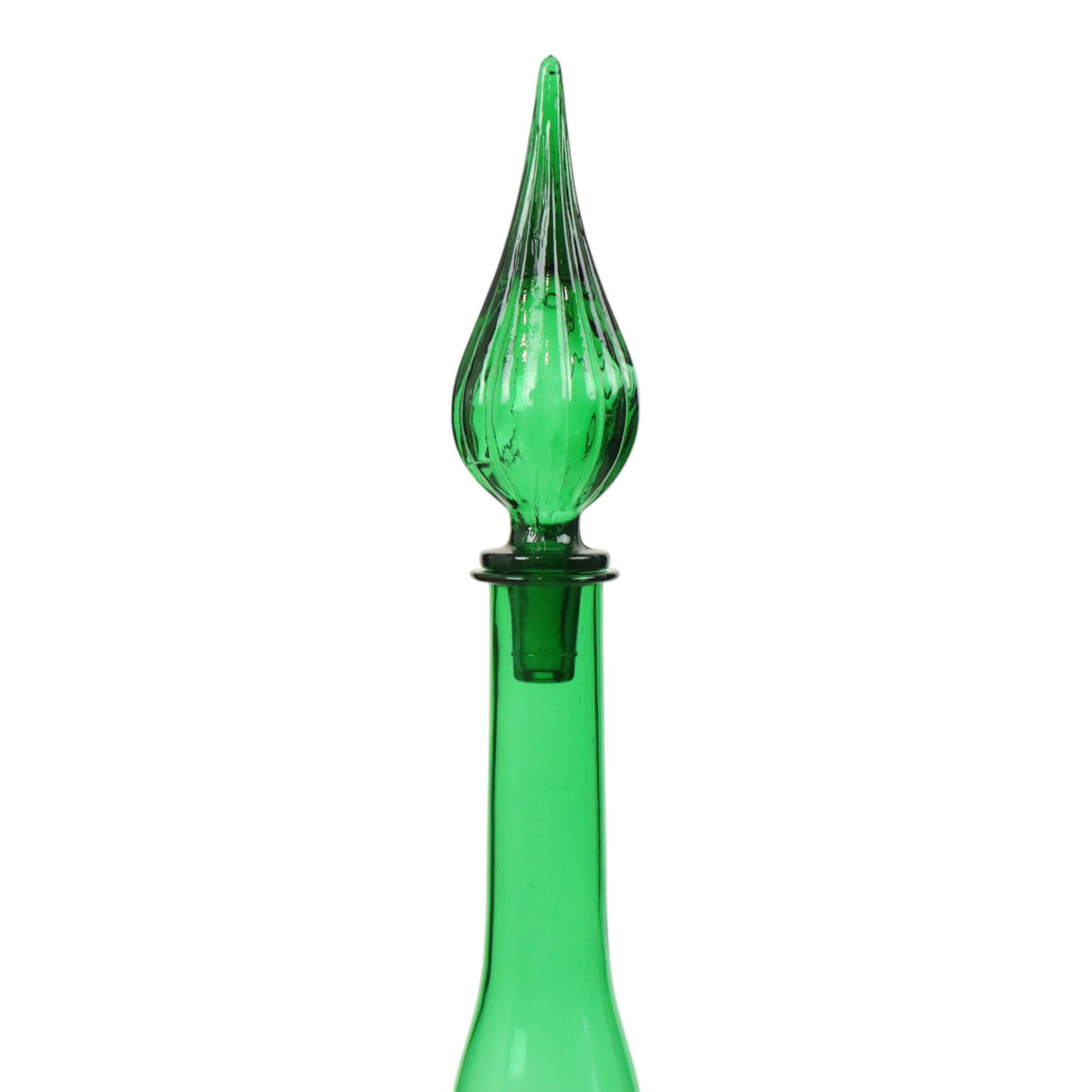 Huge Green Glass Carafe Genie Bottle Empoli Italy 63cm