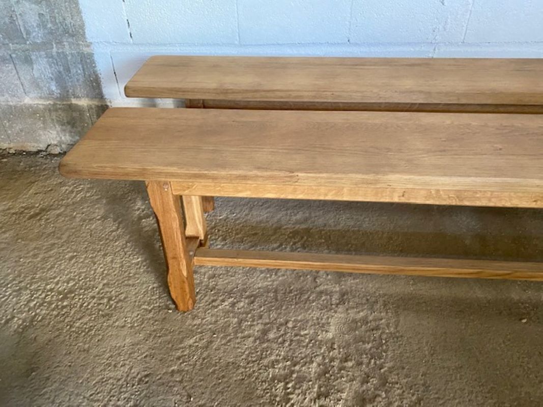Pair of benches for rustic farmhouse table 1950