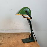 Vintage Green Enamel Bank Lamp, 1950s