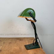 Vintage Green Enamel Bank Lamp, 1950s