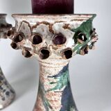 Pair of candle holders in vintage Danish ceramic 1970 signed
