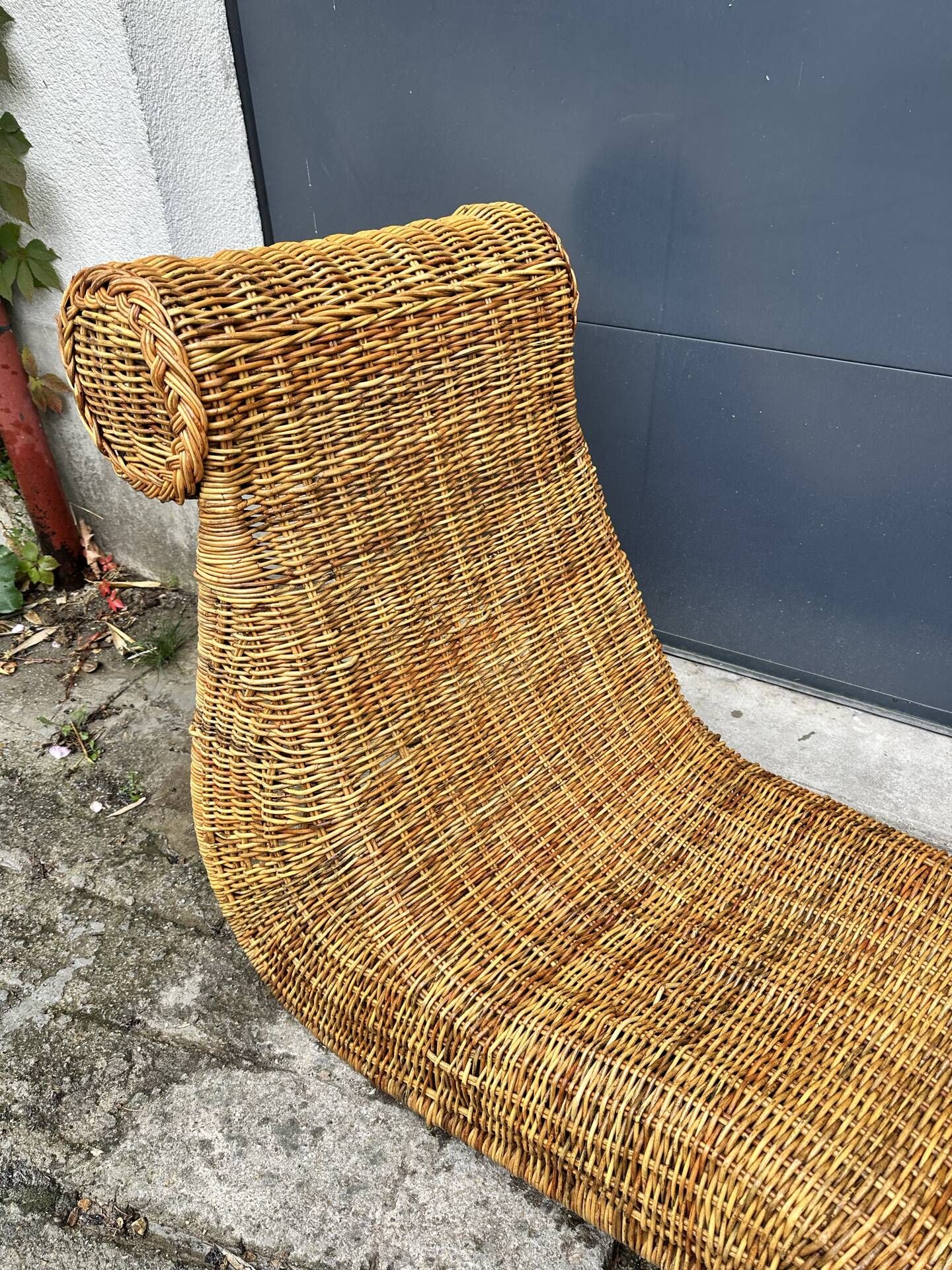 Vintage rattan deckchair