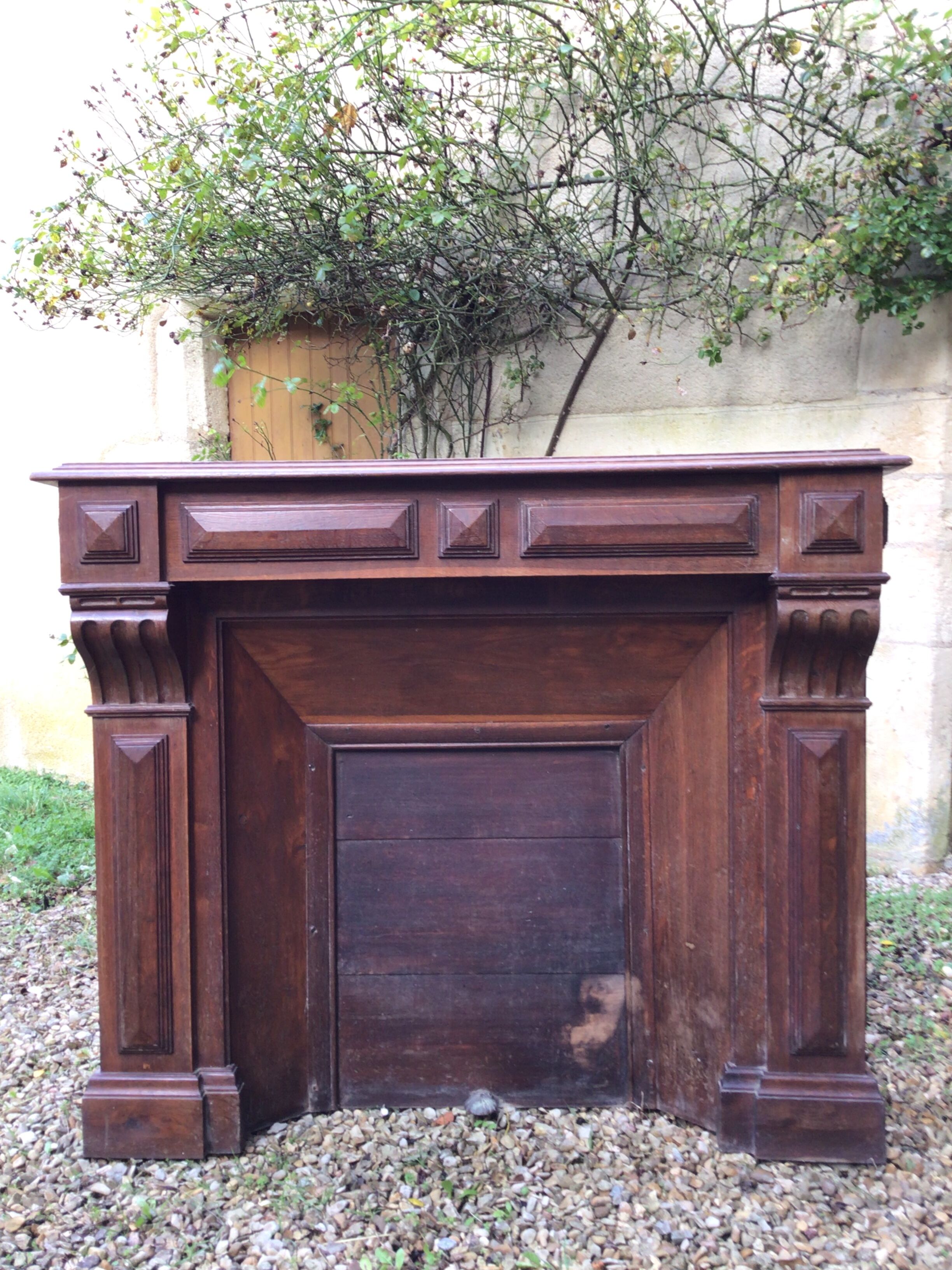 Wooden fireplace mantle