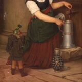 Painting signed G. Spangerberg and dated 1886, interior scene