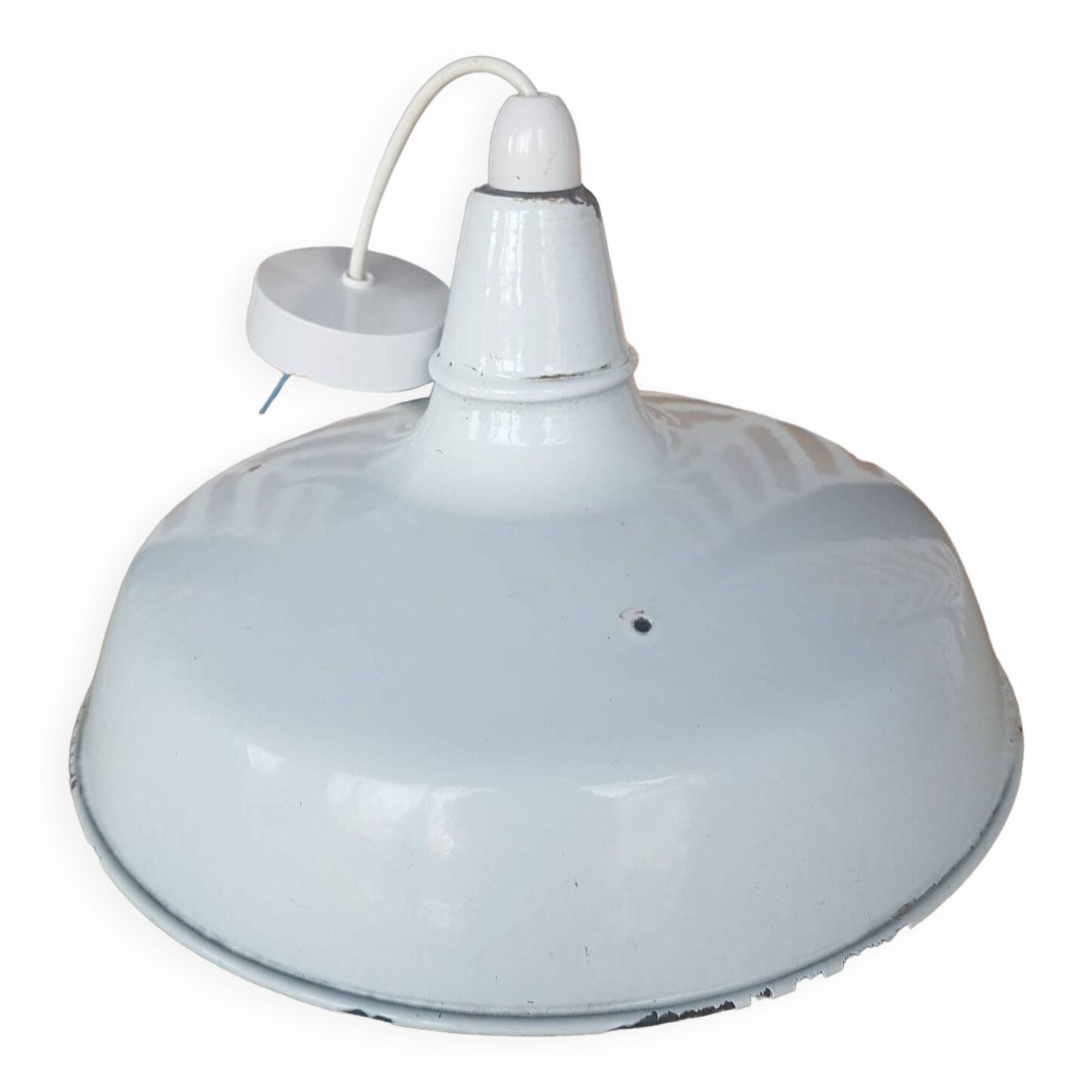 Industrial bowl suspension in enamelled sheet metal