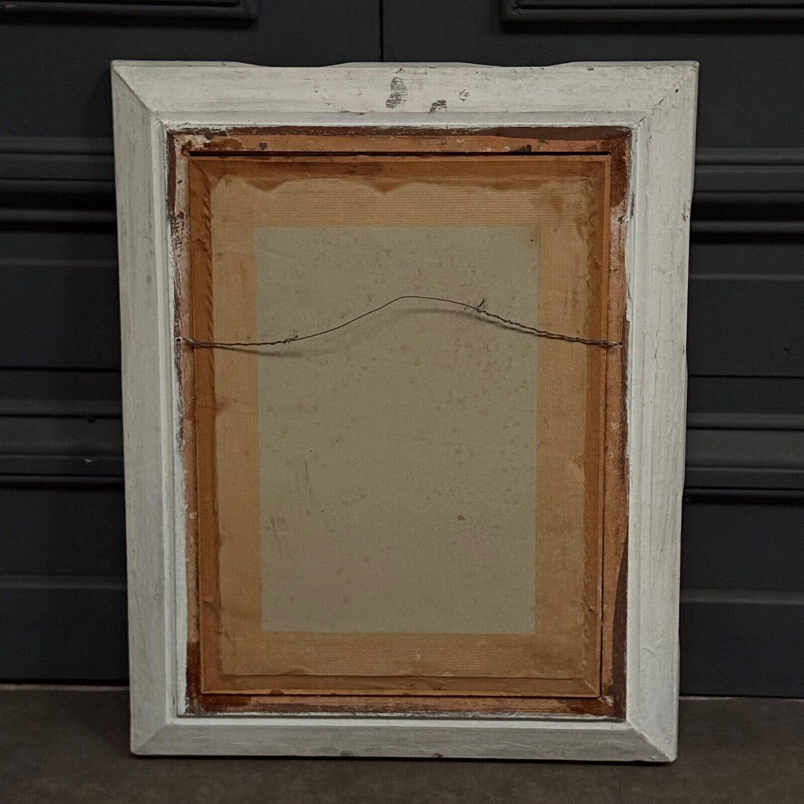 Watercolor on paper 1920 mountain village whitewashed frame