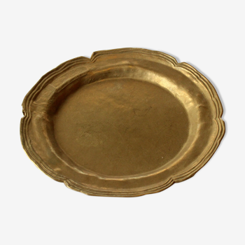 Solid brass plate, serving tray, vintage from the 1960s