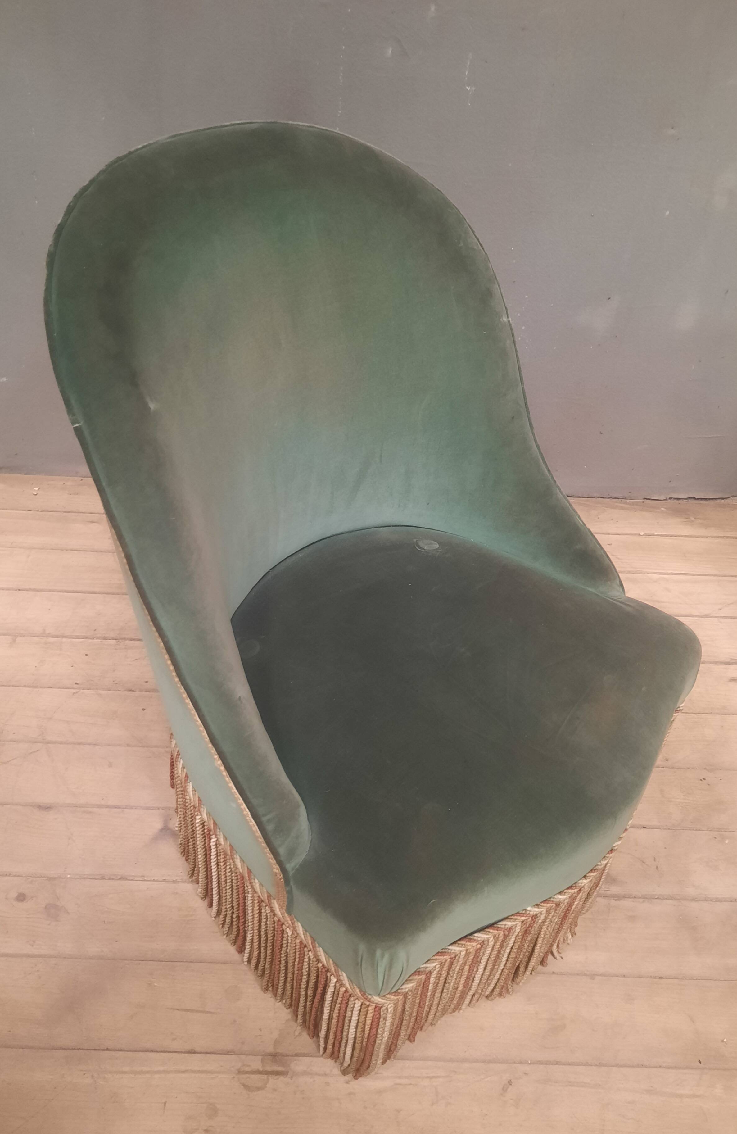 Fully upholstered chair called "toad"