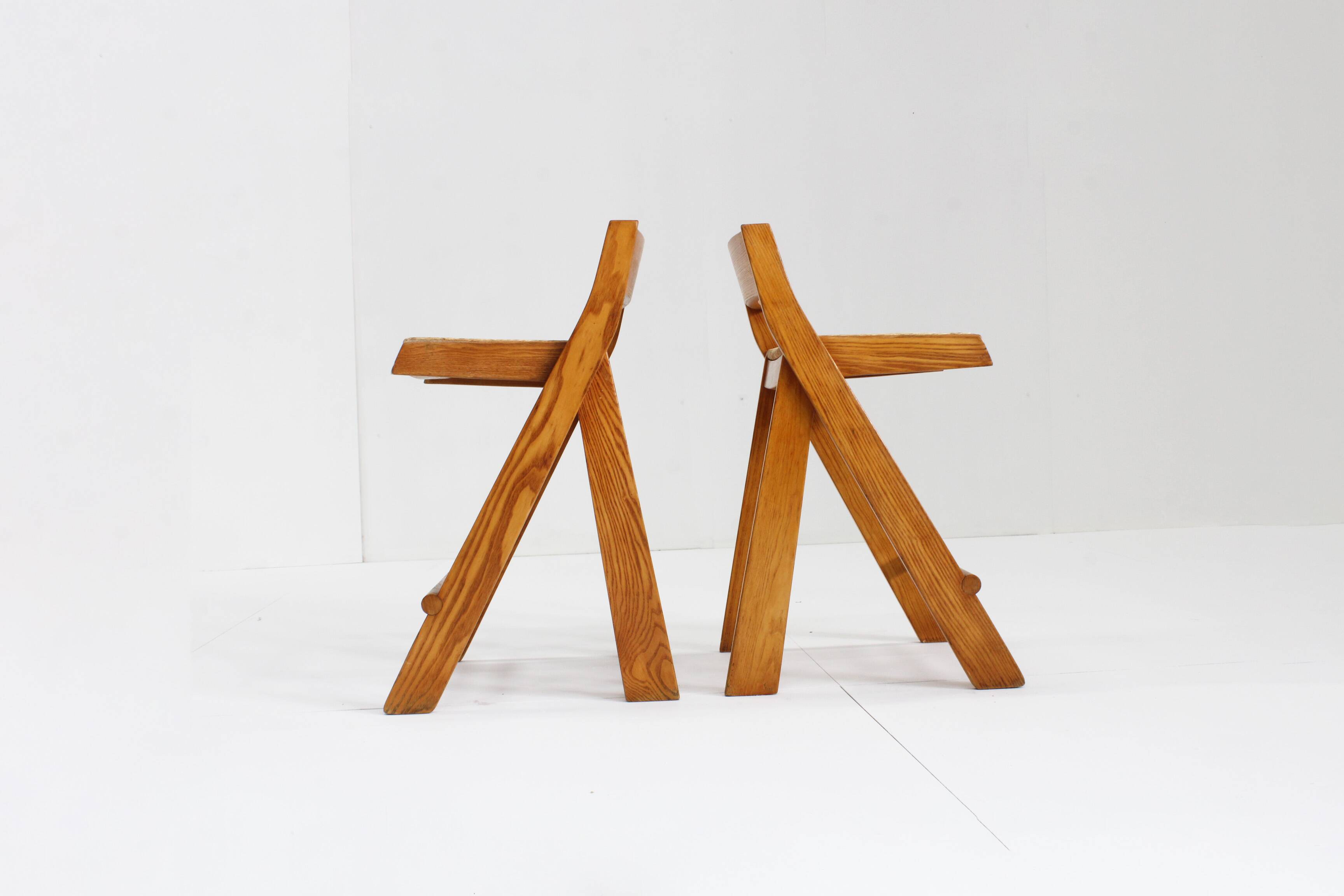 Vintage Italian wood and rope bar stools , set of 2