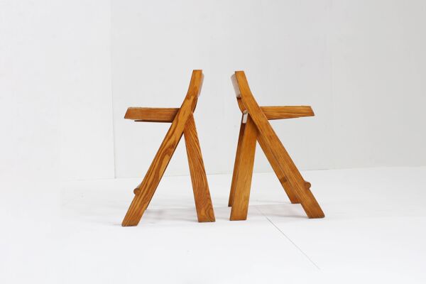Tabourets de bar vintage italiens en bois et corde, lot de 2