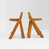 Vintage Italian wood and rope bar stools , set of 2
