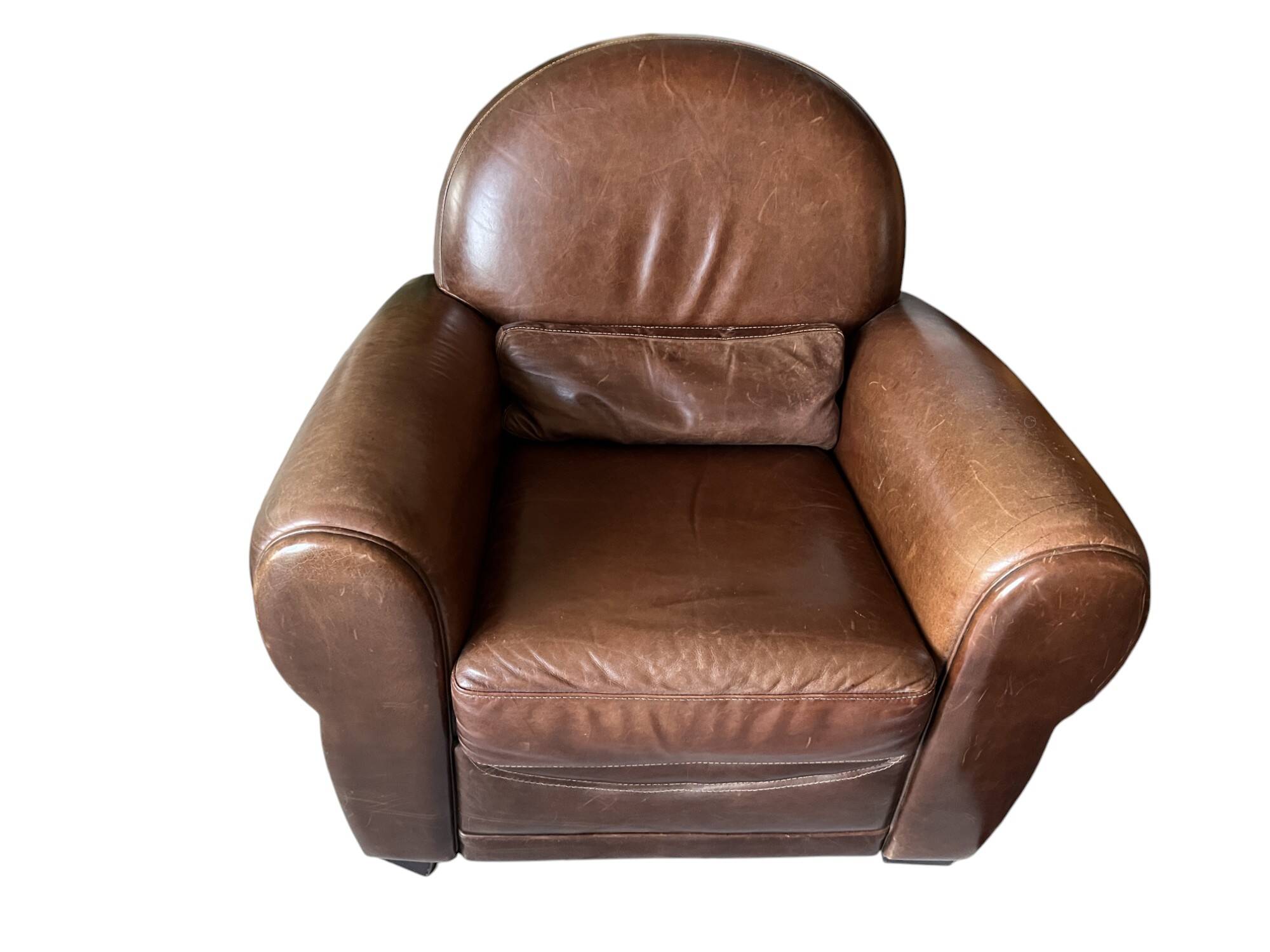 Vintage club armchair in Havana leather from the late 20th century