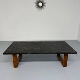 Thick slate coffee table, brutalist design from the 70s, Pia Manu style