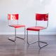 Chaises de salle à manger rouges fonctionnalistes de style Bauhaus par Kovona, années 1940