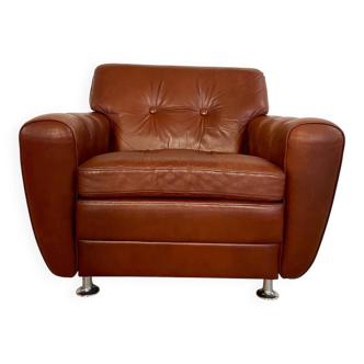 Fauteuil club vintage danois Svend Skipper en cuir, années 1970