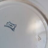 Rare earthenware plate iron earth model Marguerite LG Lunéville / blue transfer / botany