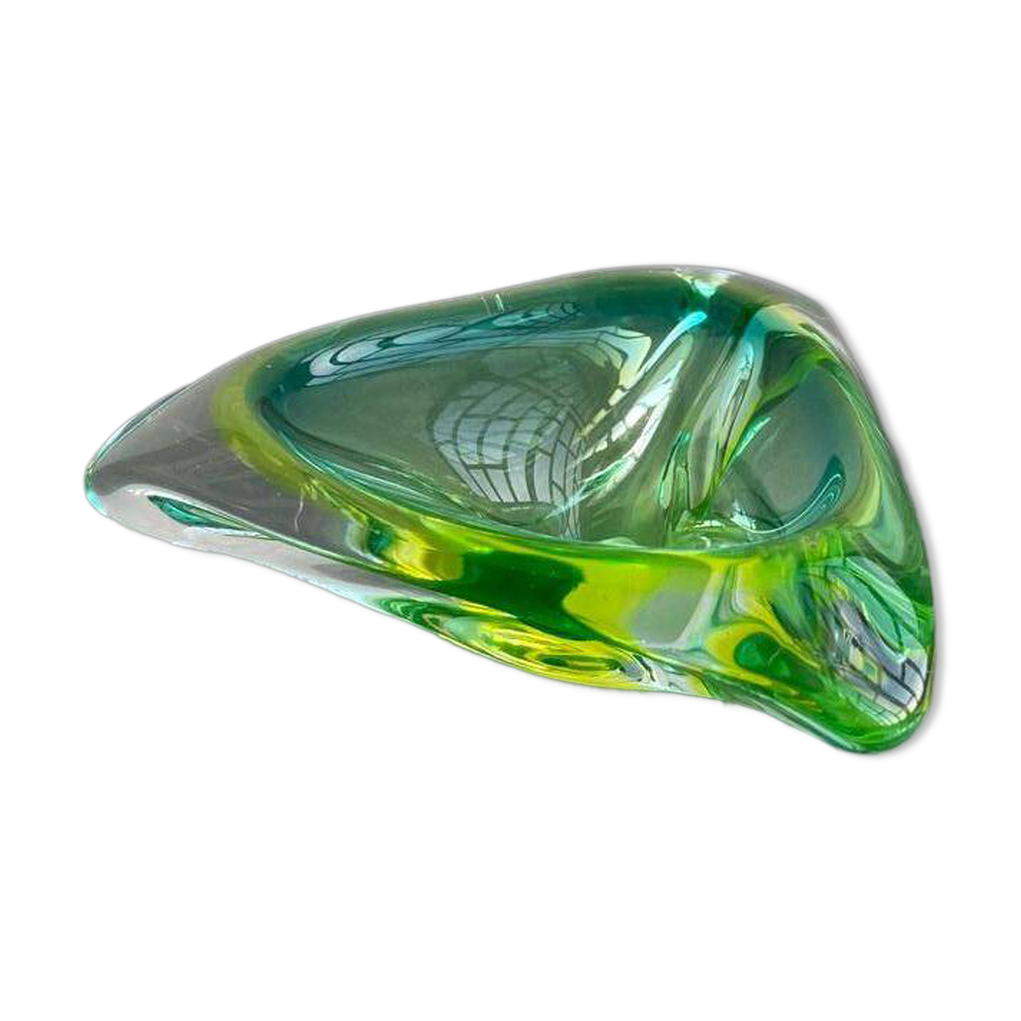 Acid Green Murano Glass Bowl, Mid-Century Modern, Italy, 1960s Decor