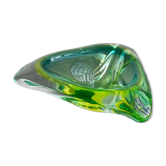 Vide-poche en verre de Murano vert acide, design moderne du milieu du siècle, Italie, décor des années 1960.