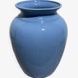 Vase balustre en céramique bleu uni minimaliste