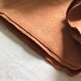 Nappe de vendange ancienne en pur chanvre teintée terracotta