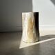 Petrified wood side table white tower black heart H:36cm D:17cm