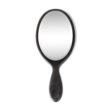 Napoleon III bevelled hand mirror in ebony, 30.5 x 13 cm