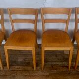 Set of 4 vintage bistro chairs in light wood