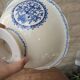 Vintage large salad bowl Gien Rouen model blue arabesques 30x14cm